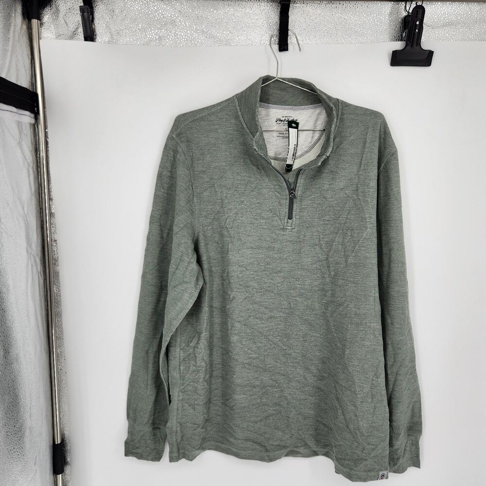 Flag & Anthem Men's Green Large Fairbanks Waffle 1/4 Mock Neck Sweater NWOT